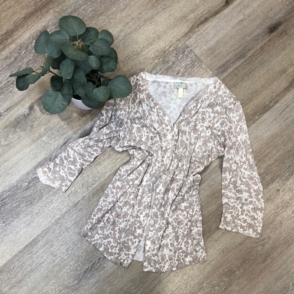 Nordstrom Susina Leopard Print Cropped Sleeve Sweater